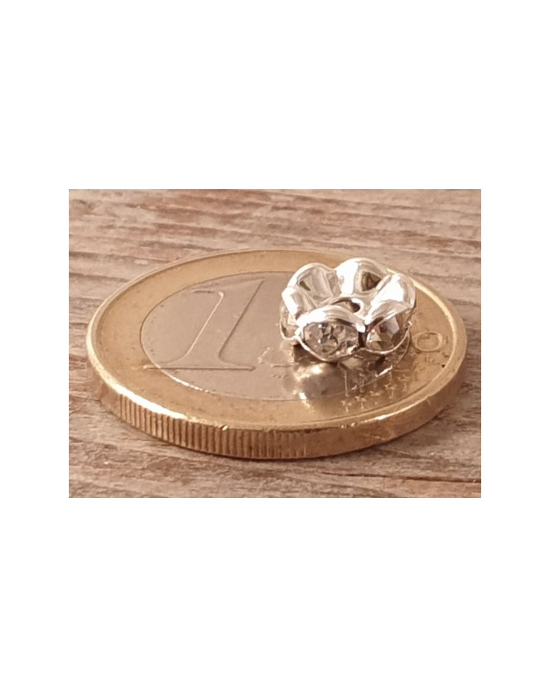 Zwischenteil Strass 8x3.5mm, Messing versilbert