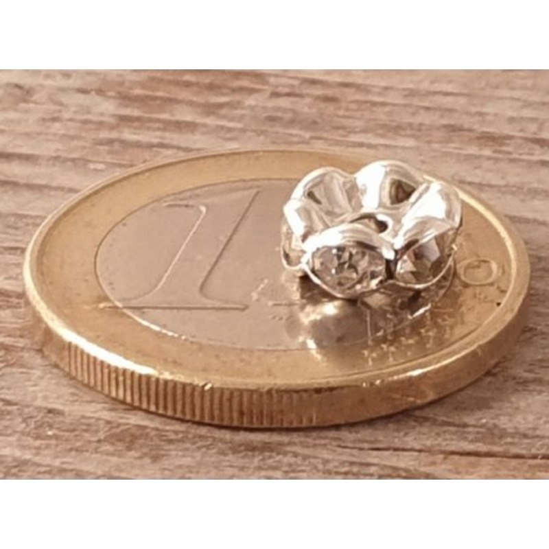 Zwischenteil Strass 8x3.5mm, Messing versilbert