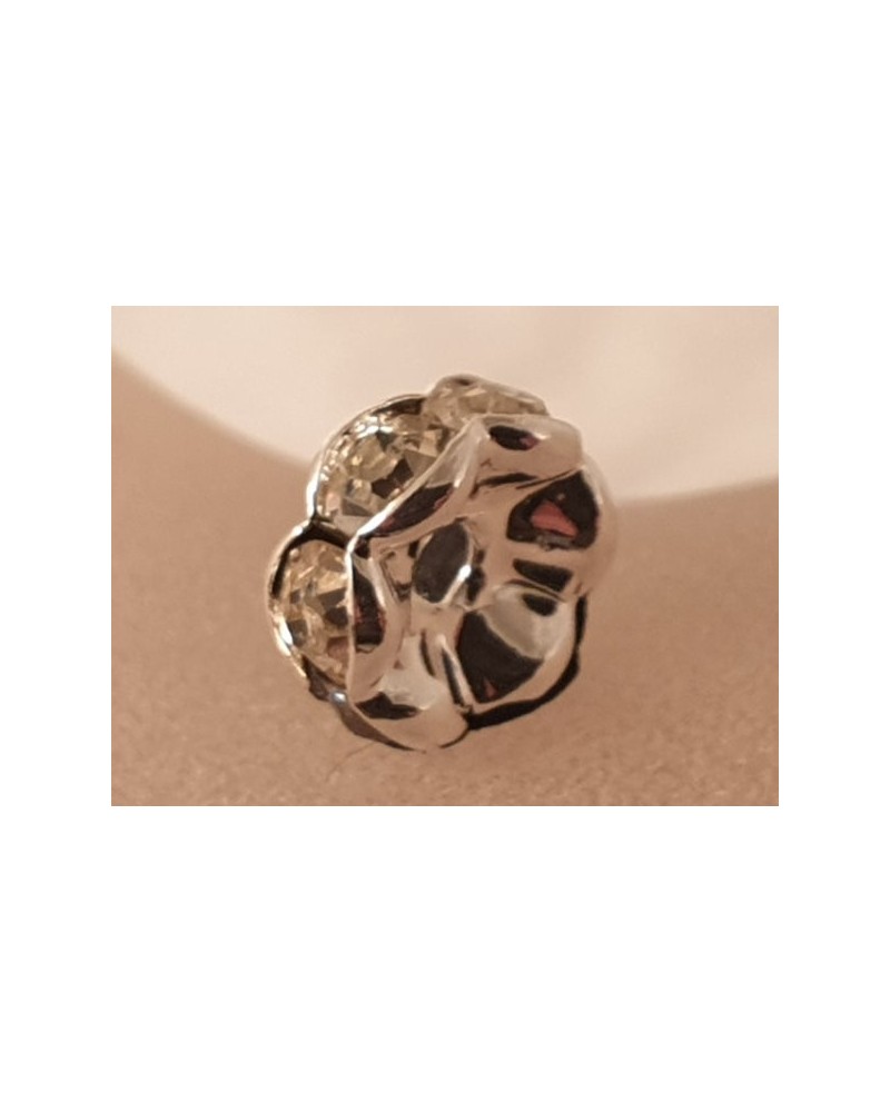 Zwischenteil Strass 8x3.5mm, Messing versilbert