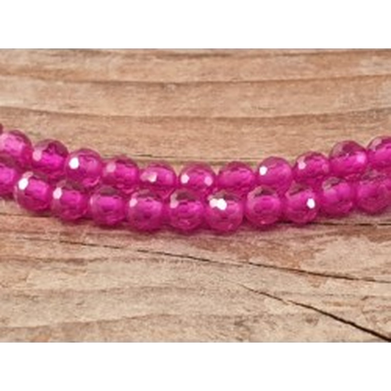 Rubin Kette facettiert 4mm farbbehandelt