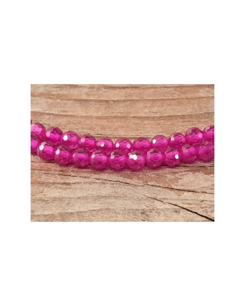 Rubin Kette facettiert 4mm farbbehandelt