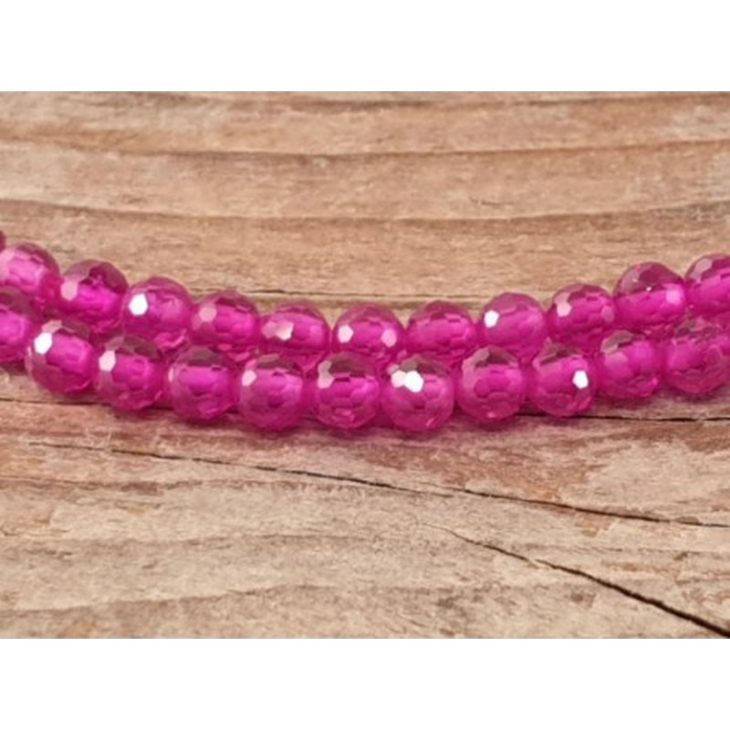 Rubin Kette facettiert 4mm farbbehandelt