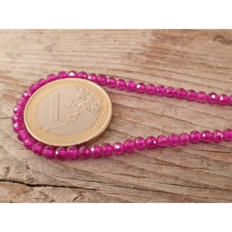 Rubin Kette facettiert 4mm farbbehandelt