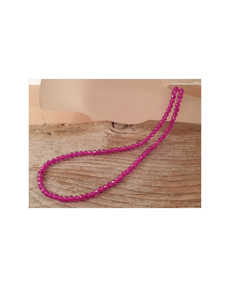 Rubin Kette facettiert 4mm farbbehandelt
