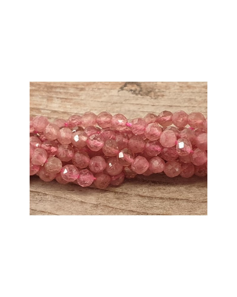 Rubelith - Rubellit - roter Turmalinkette facettiert 2mm A