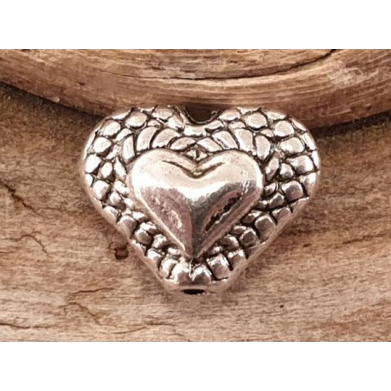 Zwischenteil Herz 11x9x5mm, Metall Antik