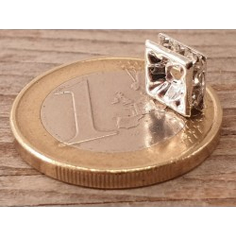 Zwischenteil Strass 7x7x3mm, Messing versilbert 2