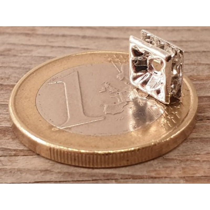 Zwischenteil Strass 7x7x3mm, Messing versilbert