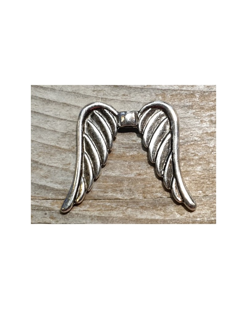Zwischenteil, Engelsflügel 30x25mm, Metall silberfarben