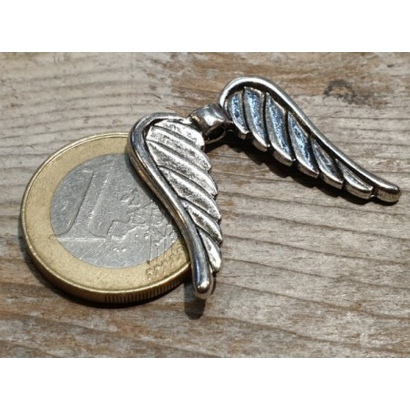 Zwischenteil, Engelsflügel 30x25mm, Metall silberfarben