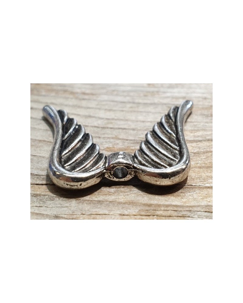 Zwischenteil, Engelsflügel 30x25mm, Metall silberfarben