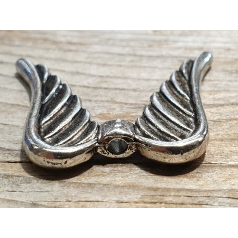 Zwischenteil, Engelsflügel 30x25mm, Metall silberfarben