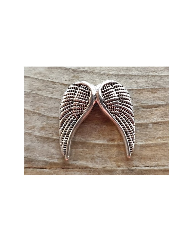 Zwischenteil, Engelsflügel 15x15mm, Metall silberfarben