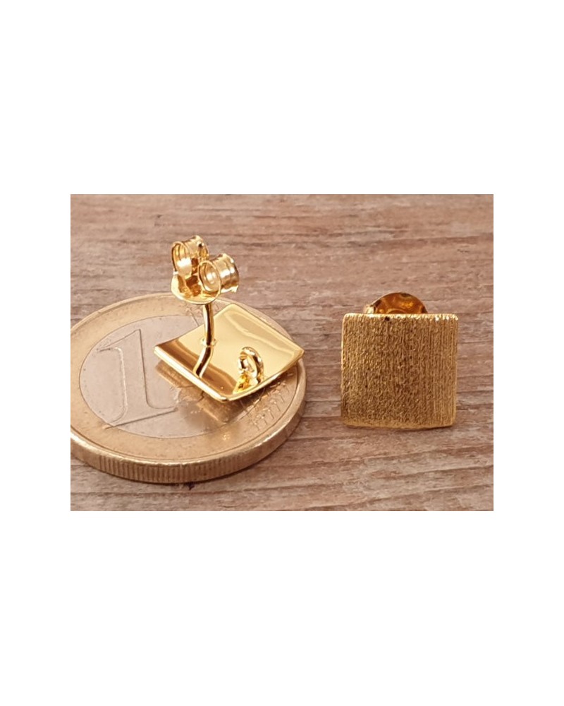 2 Stk. Ohrstecker 10x10mm mit Öse, 925 Silber vergoldet