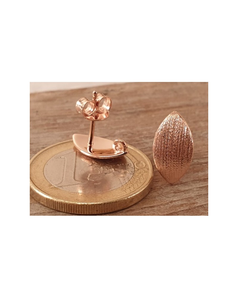 2 Stk. Ohrstecker 7x13mm mit Öse, 925 Silber rose vergoldet
