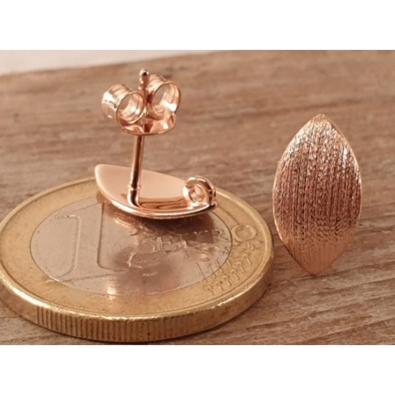 2 Stk. Ohrstecker 7x13mm mit Öse, 925 Silber rose vergoldet