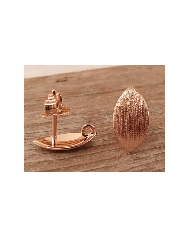 2 Stk. Ohrstecker 7x13mm mit Öse, 925 Silber rose vergoldet