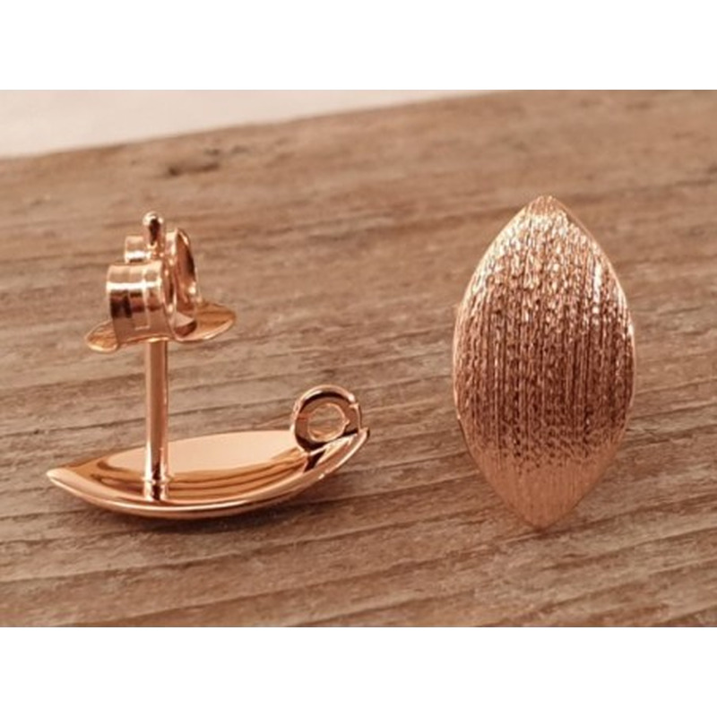 2 Stk. Ohrstecker 7x13mm mit Öse, 925 Silber rose vergoldet