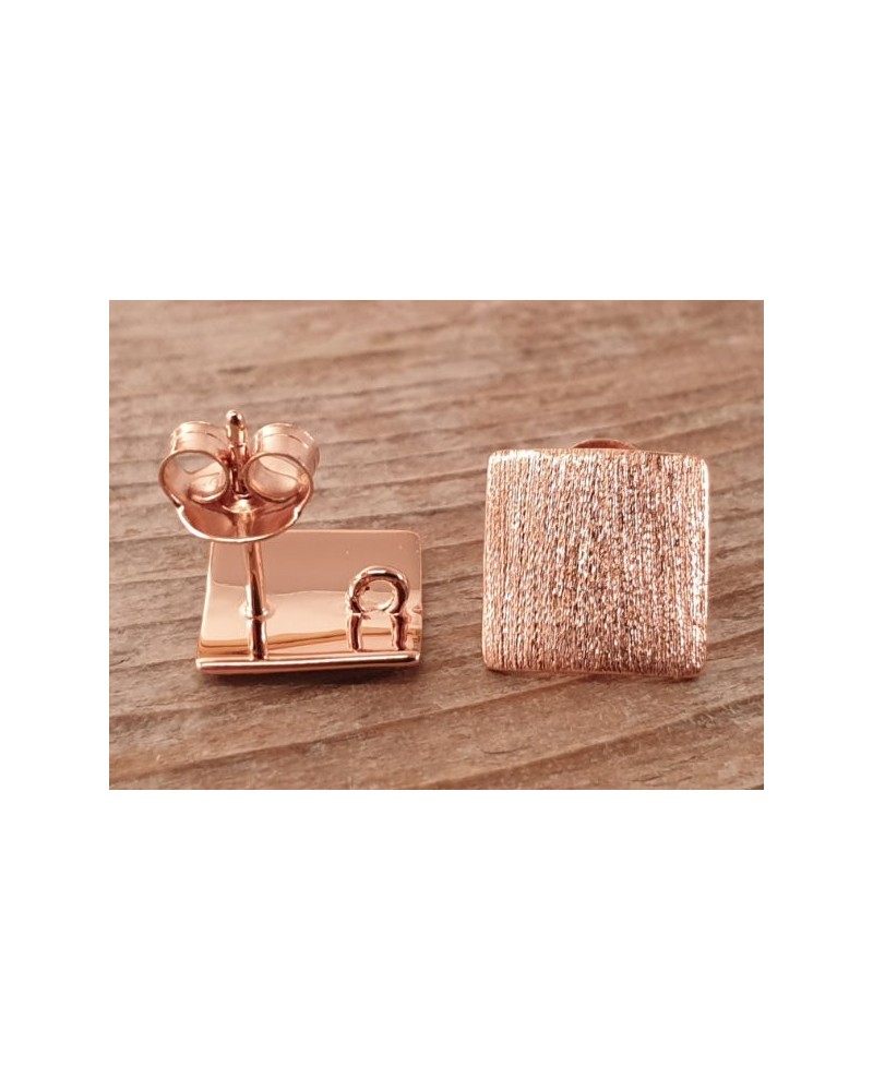 2 Stk. Ohrstecker 10x10mm mit Öse, 925 Silber rose vergoldet