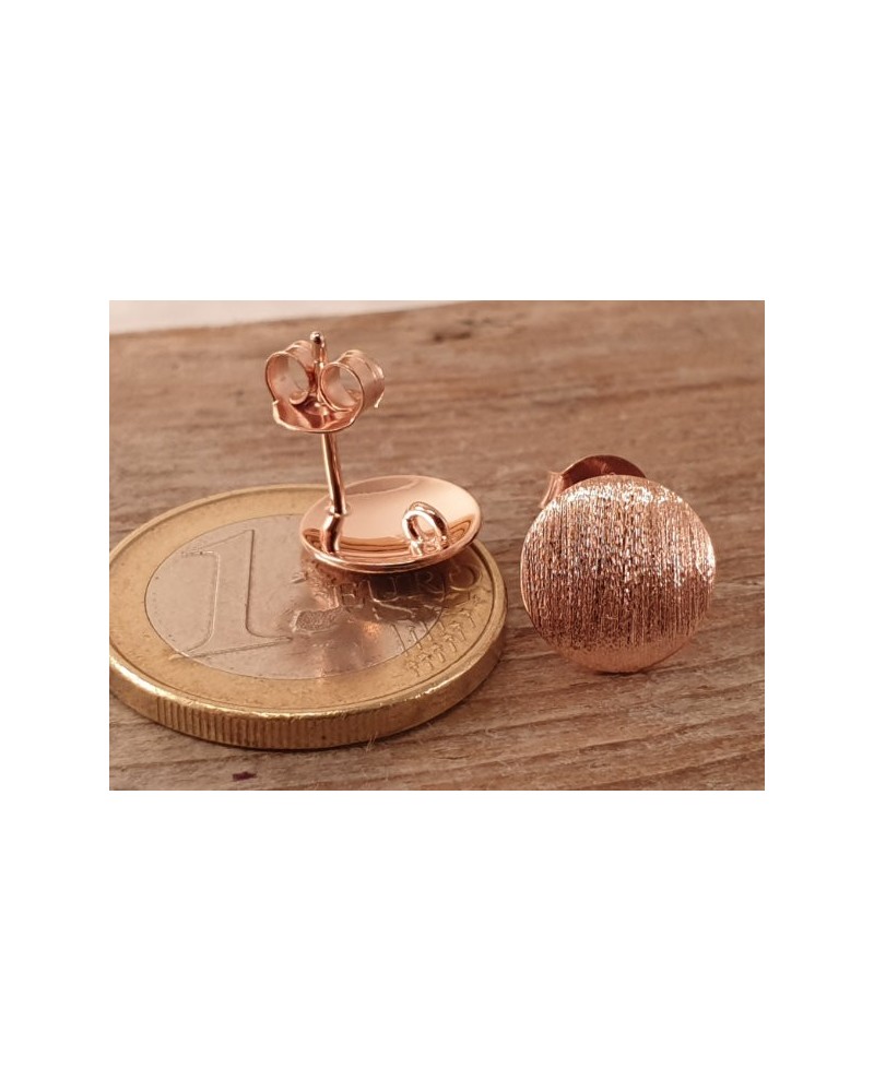 2 Stk. Ohrstecker 10mm mit Öse, 925 Silber rose vergoldet