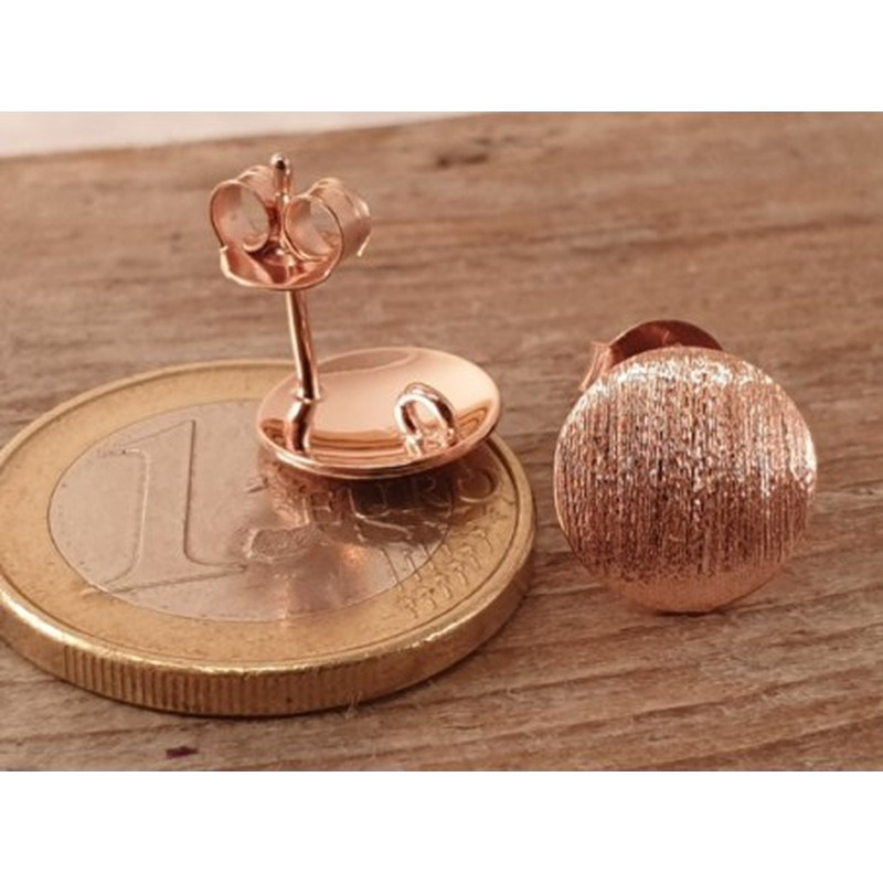 2 Stk. Ohrstecker 10mm mit Öse, 925 Silber rose vergoldet