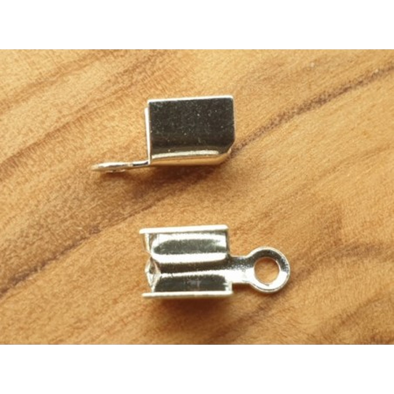 Bandende 3mm (2 Stk), Messing silberfarben