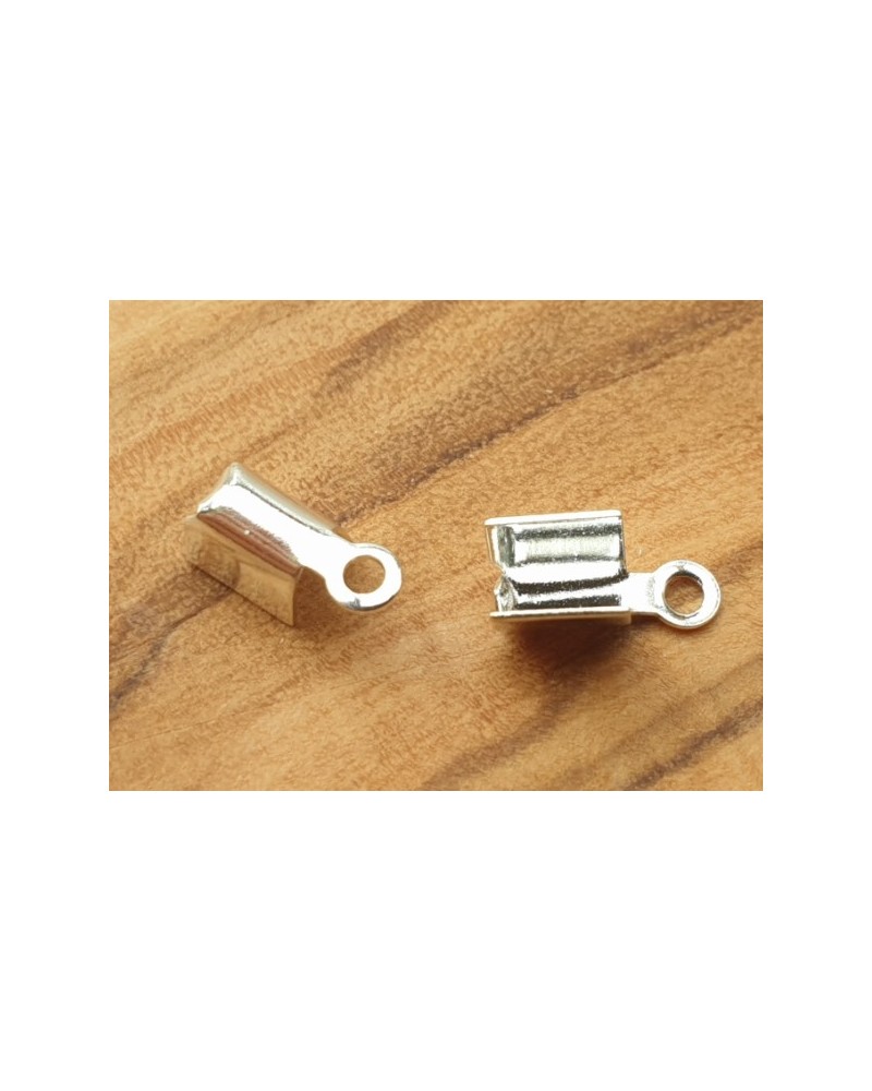 Bandende 3mm (2 Stk), Messing silberfarben