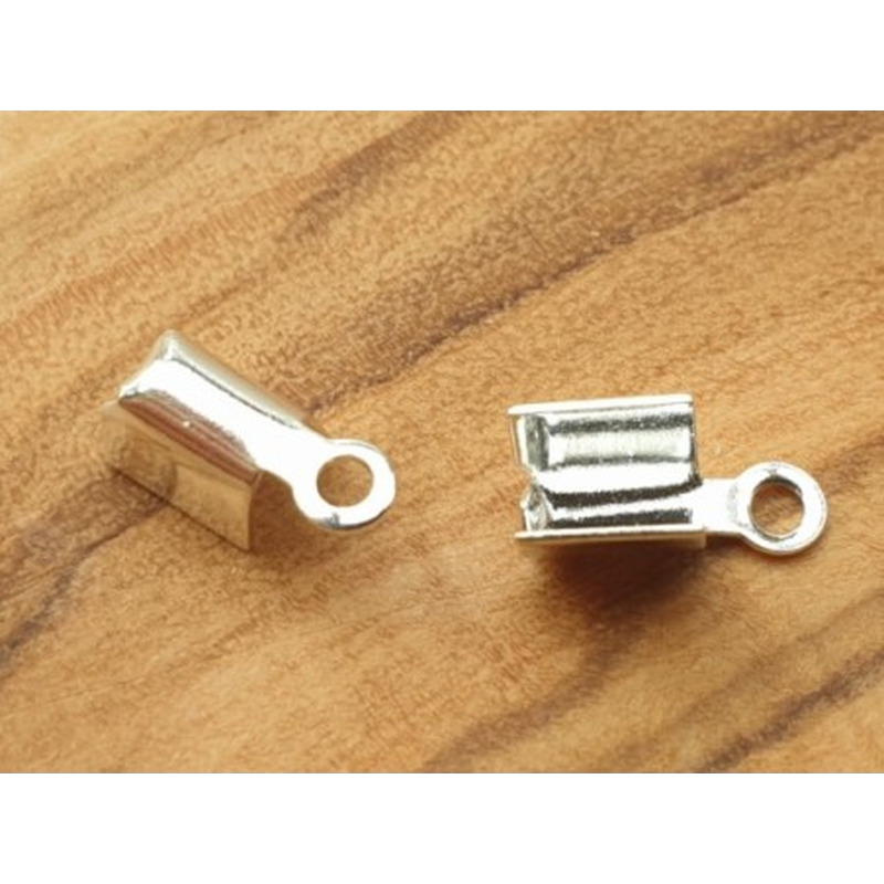 Bandende 3mm (2 Stk), Messing silberfarben