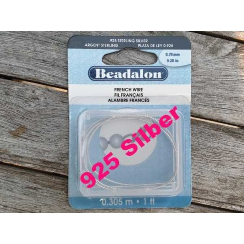 Perlspiraldraht 0,7mm/30.5cm, 925 Silber, French Wire