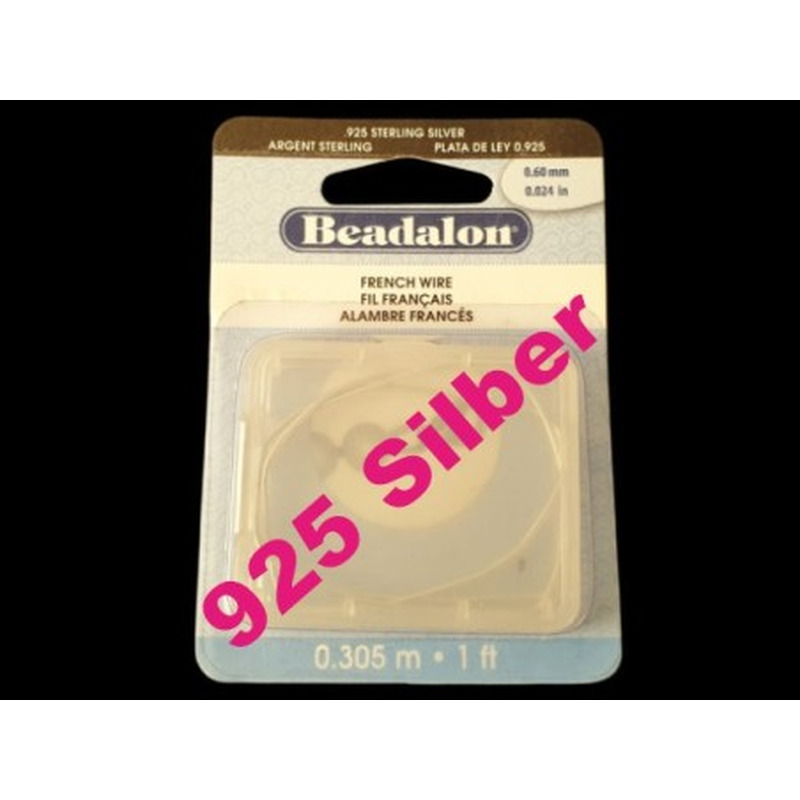 Perlspiraldraht 0,6mm/30.5cm, 925 Silber, French Wire