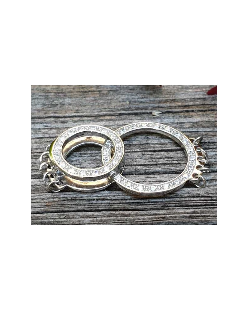 Schliesse 20x34mm, 925 Silber rhodiniert, Strass
