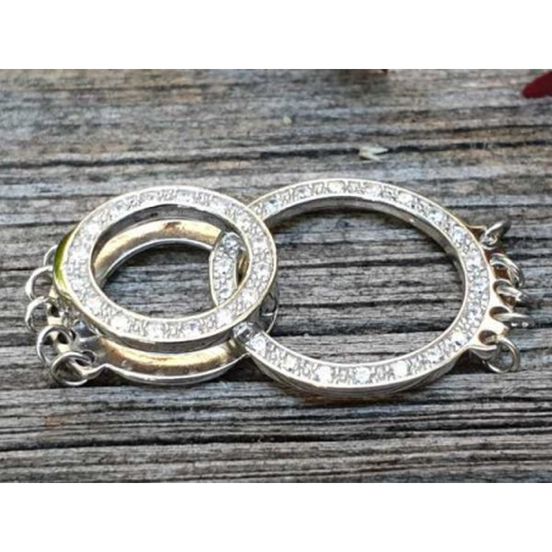 Schliesse 20x34mm, 925 Silber rhodiniert, Strass