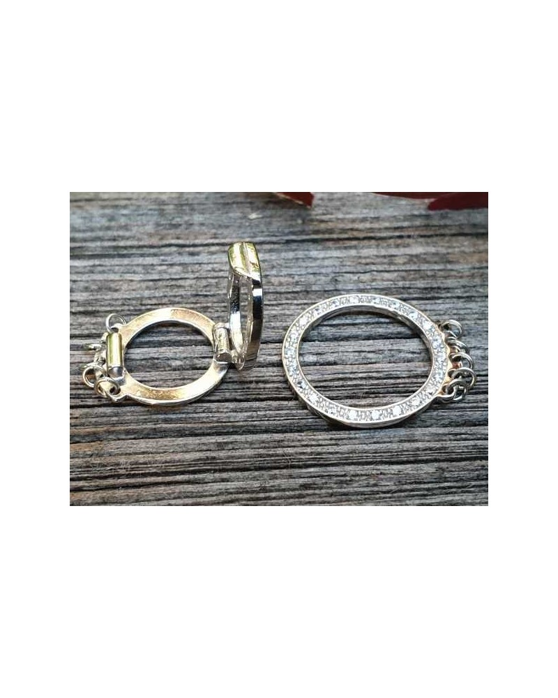 Schliesse 20x34mm, 925 Silber rhodiniert, Strass