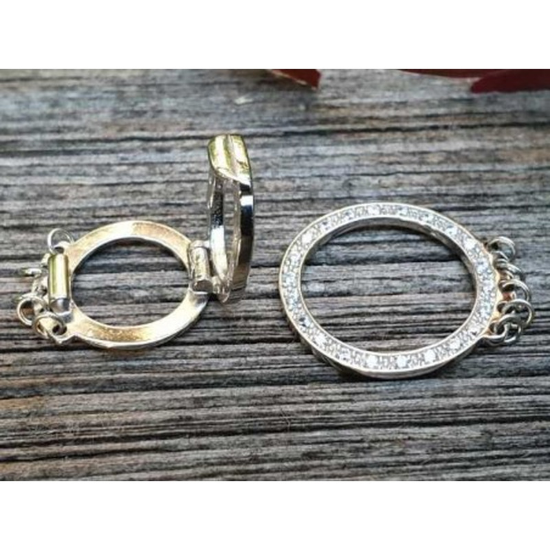 Schliesse 20x34mm, 925 Silber rhodiniert, Strass