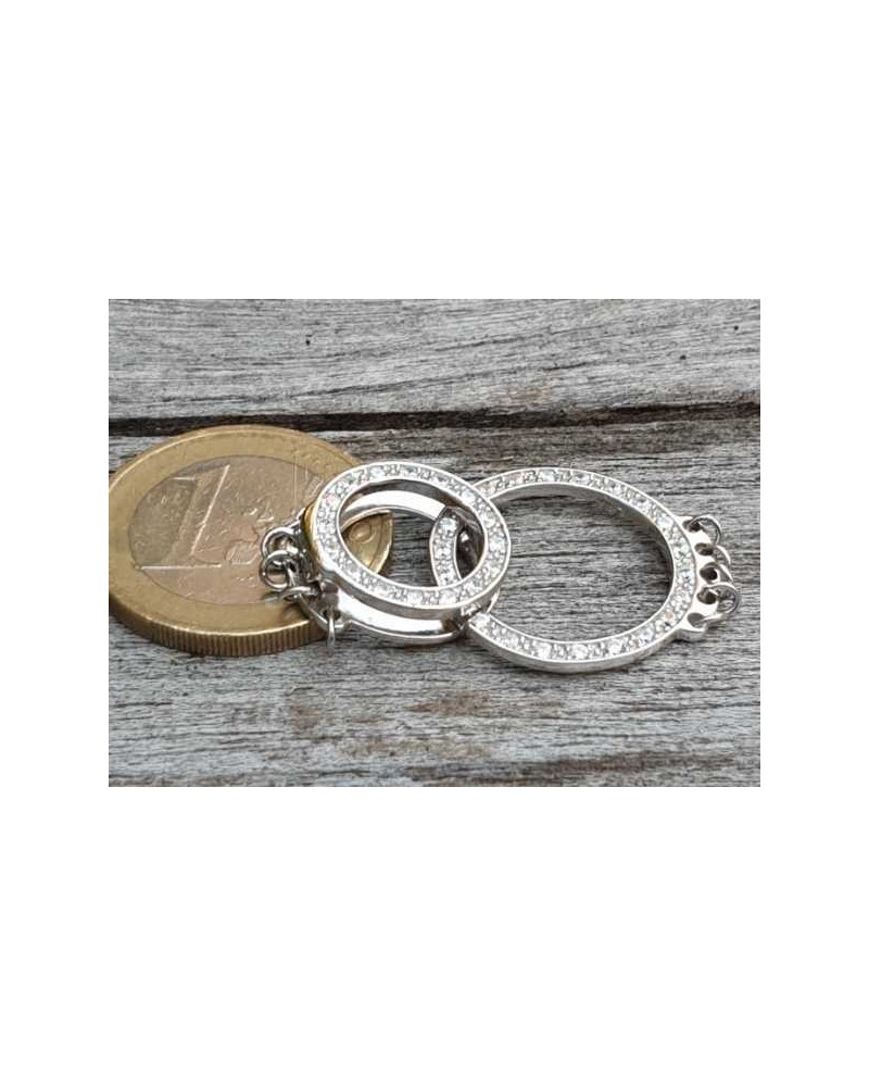 Schliesse 20x34mm, 925 Silber rhodiniert, Strass