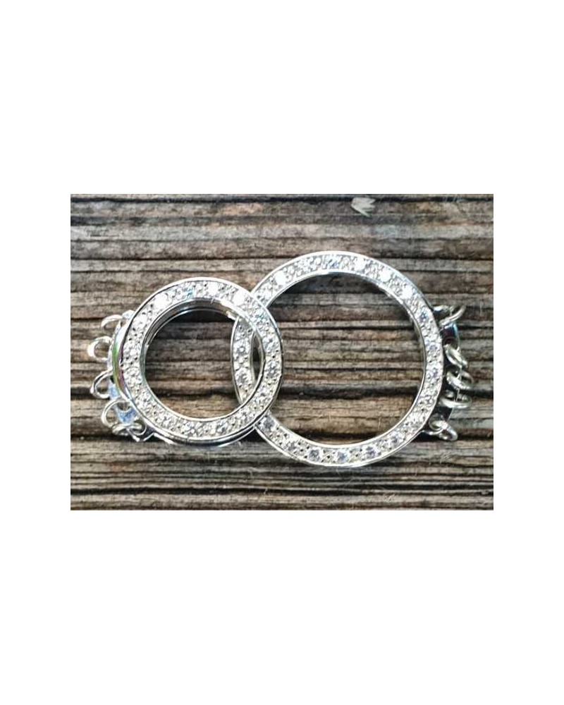 Schliesse 20x34mm, 925 Silber rhodiniert, Strass
