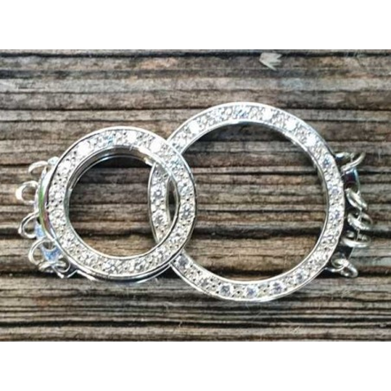 Schliesse 20x34mm, 925 Silber rhodiniert, Strass