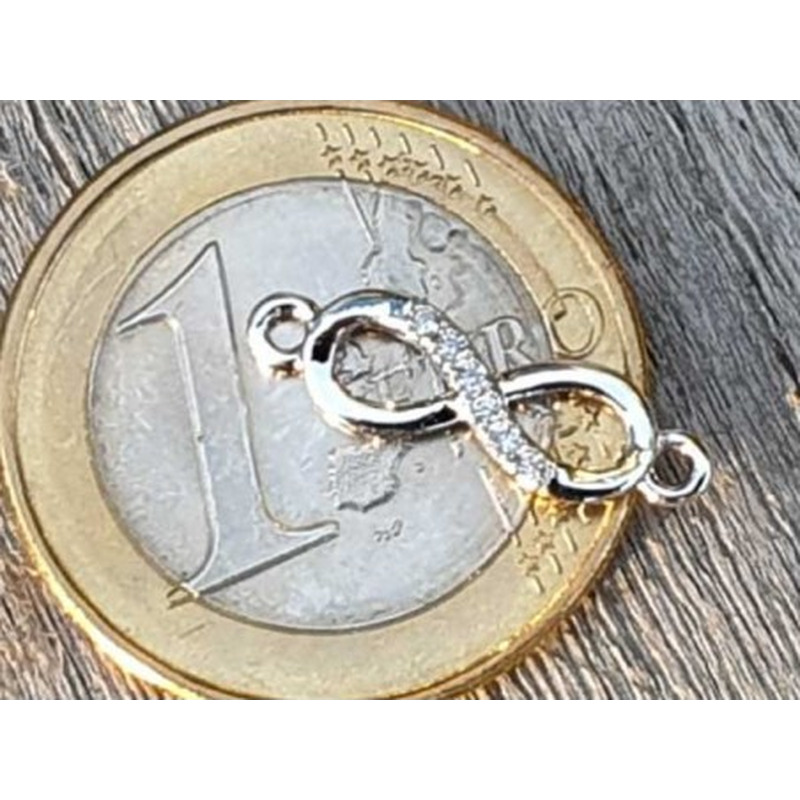 Zwischenteil-Link Strass Infinity 17mm, Messing silberfarben