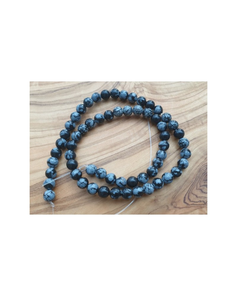 Schneeflocken Obsidian Kette 6mm