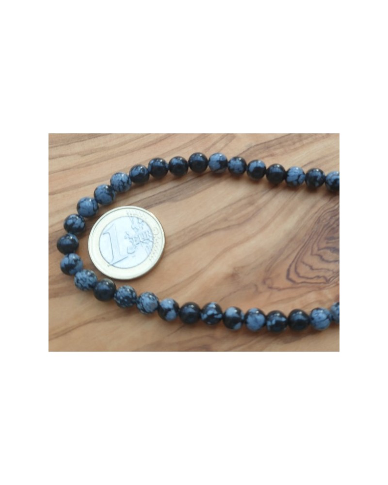 Schneeflocken Obsidian Kette 6mm