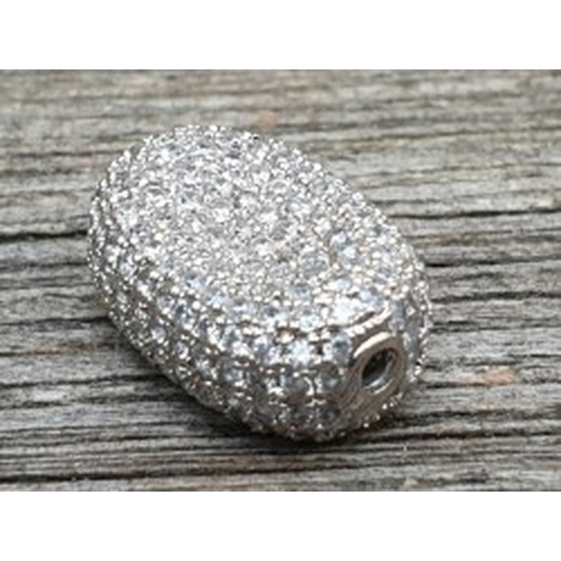 Zwischenteil Strass 19x13x8mm, Metall silberfarben