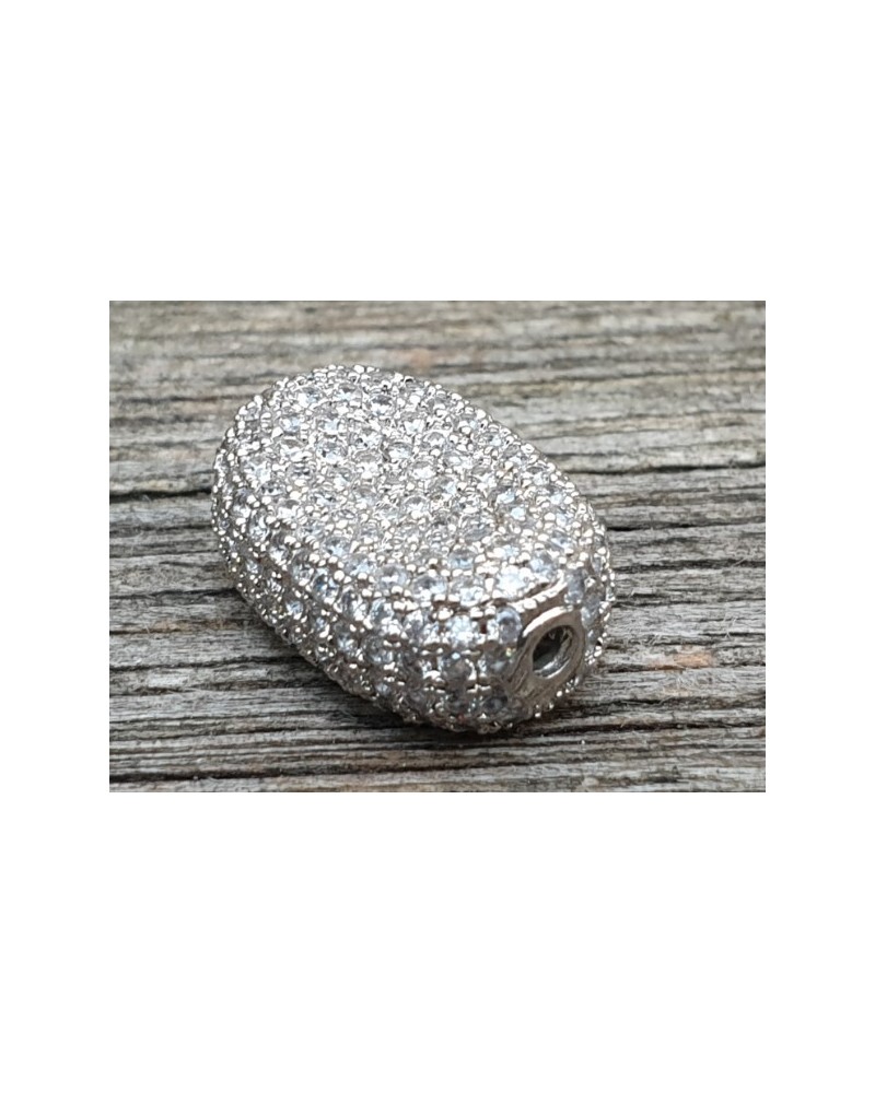 Zwischenteil Strass 19x13x8mm, Metall silberfarben