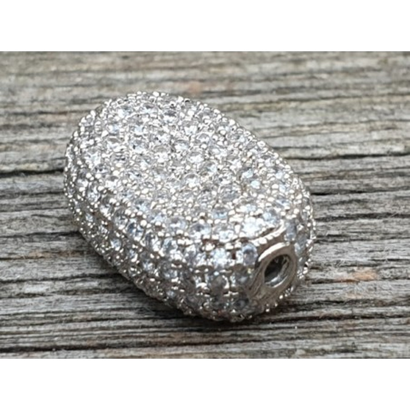 Zwischenteil Strass 19x13x8mm, Metall silberfarben
