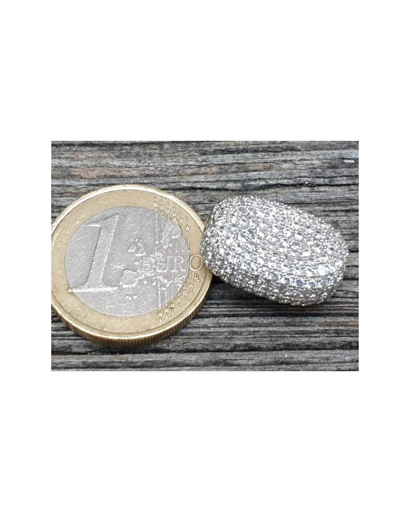 Zwischenteil Strass 19x13x8mm, Metall silberfarben