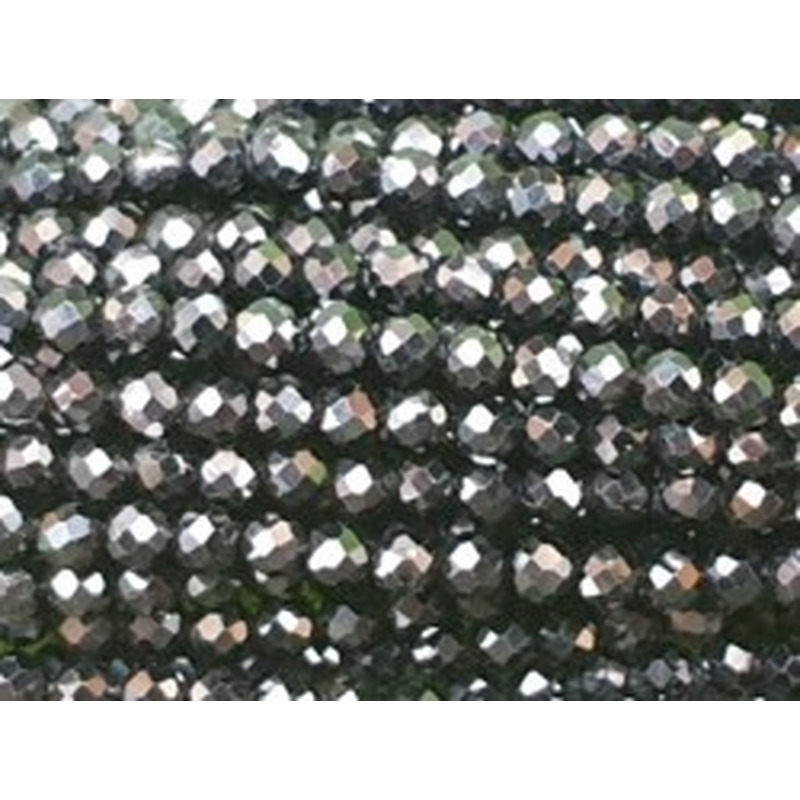 Schwarzer Turmalin (Schörl) Kette facettiert 2mm