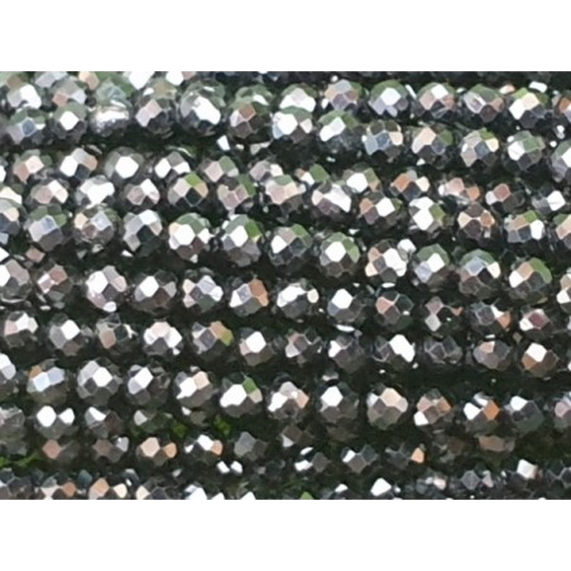 Schwarzer Turmalin (Schörl) Kette facettiert 2mm