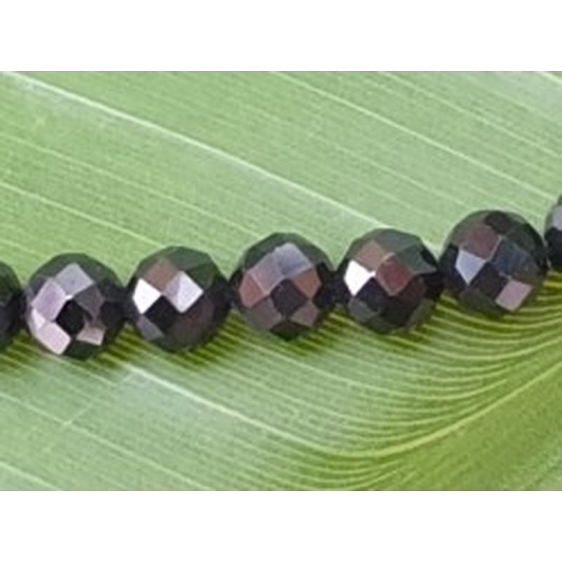 Schwarzer Turmalin (Schörl) Kette facettiert 3mm