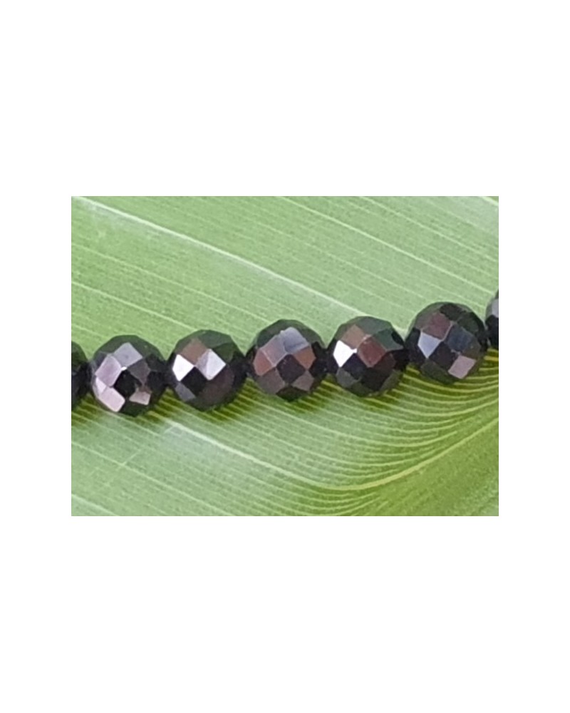 Schwarzer Turmalin (Schörl) Kette facettiert 3mm