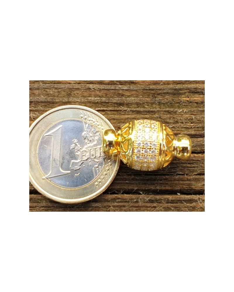 Schliesse 12x20mm, 925 Silber vergoldet, Strass