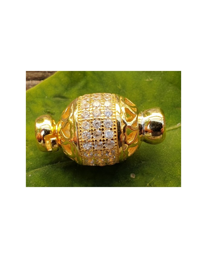 Schliesse 12x20mm, 925 Silber vergoldet, Strass